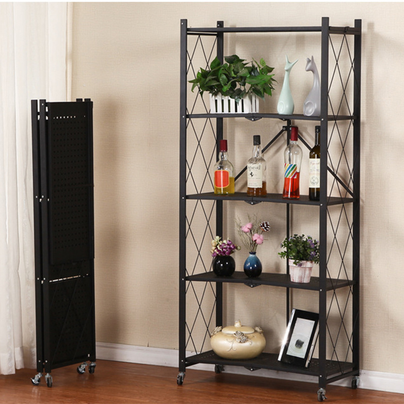 Best-selling in China Home Storage Foldable Kitchen Display Rack Shelf with Wheels Kitchen Organizer Shelf