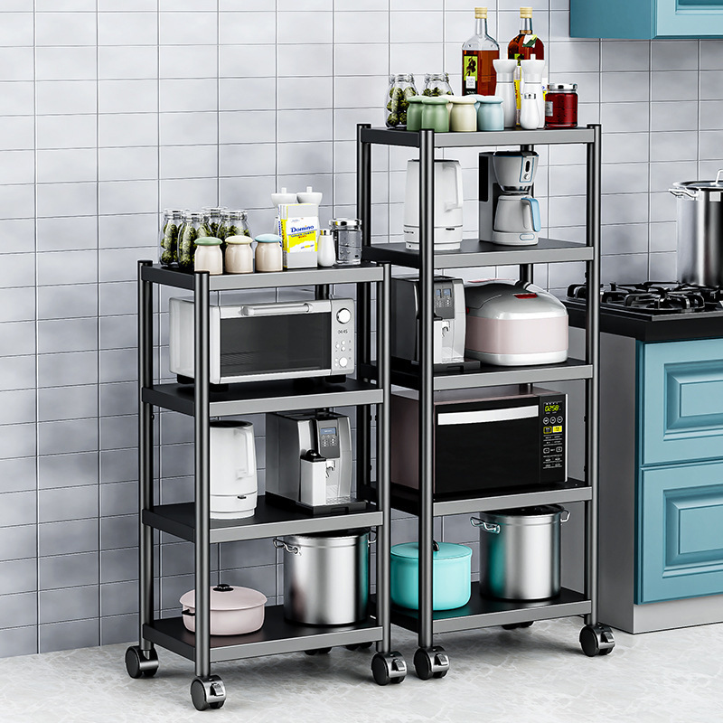 Folding Storage Rack Home Storage Foldable Kitchen Display Rack Shelf with Wheels Kitchen Organizer Shelf Metal Iron 87*37*72 Cm