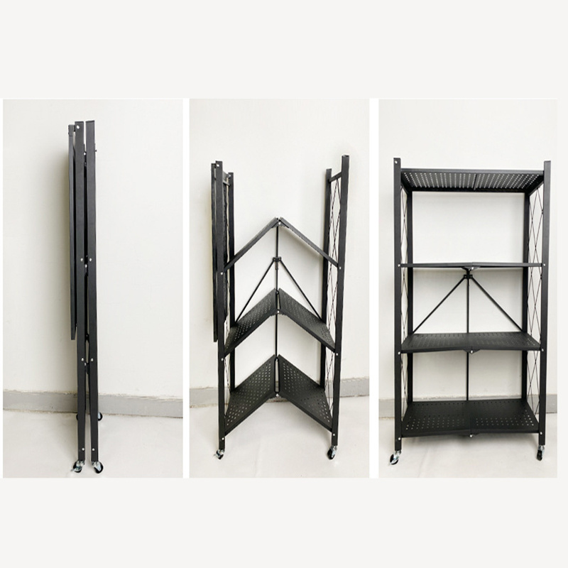 Best-selling in China Home Storage Foldable Kitchen Display Rack Shelf with Wheels Kitchen Organizer Shelf