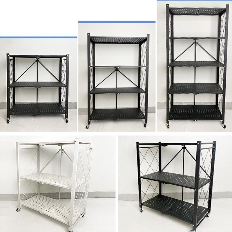 Best-selling in China Home Storage Foldable Kitchen Display Rack Shelf with Wheels Kitchen Organizer Shelf