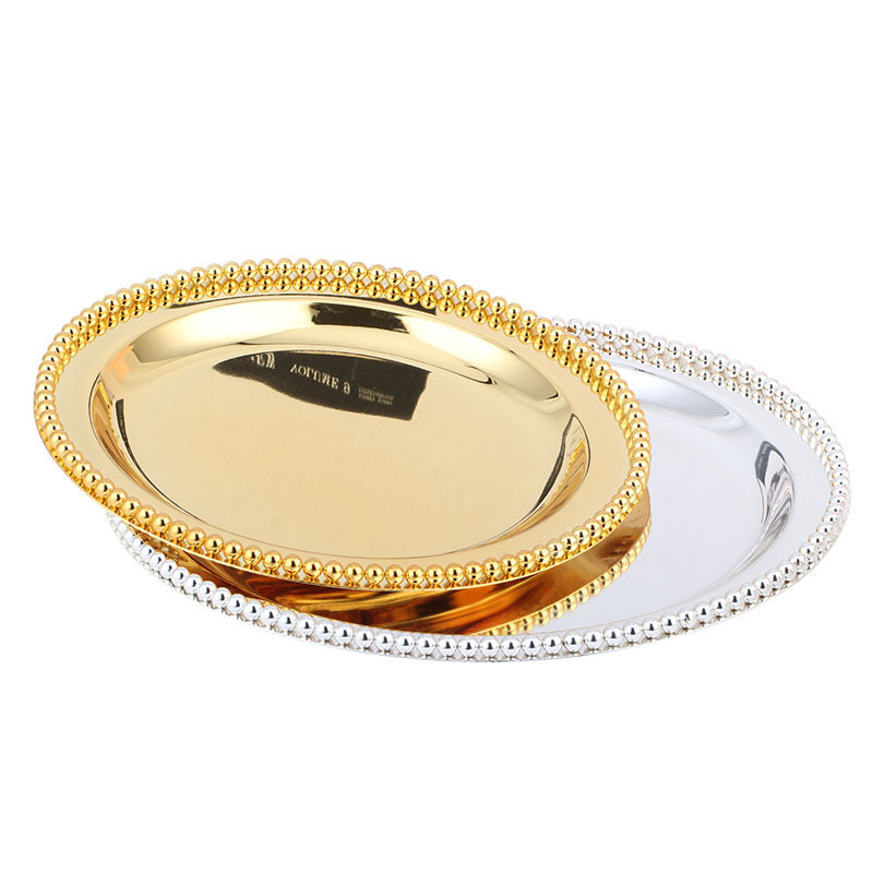 Luxury Silver / Gold Charger Plates Metal Tray 25 CM/ 9.8