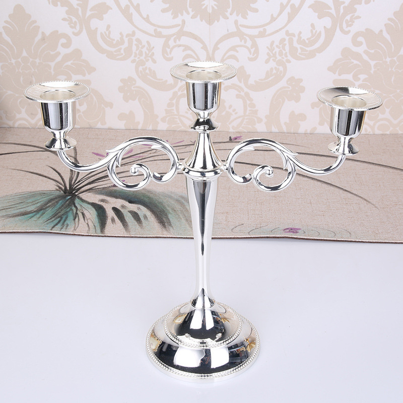 Hot Metal Silver/Gold Plated Candle Holders 3-Arms Stand Zinc Alloy High Quality Pillar For Wedding Portavelas Candelabra