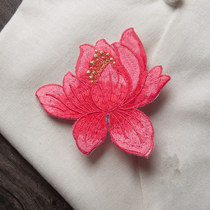 Custom flower appliqued embroidery patches for clothing with adhesive