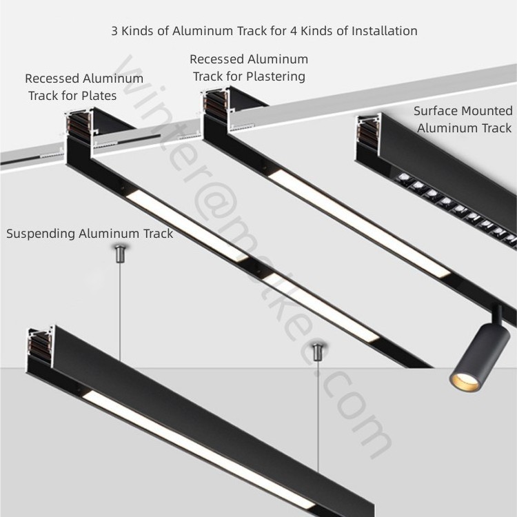 Modern Popular No Main Lighting LED Track Light Wholesale Black Aluminum Track 48V Magnetic Spotlights for Living Room Lighting