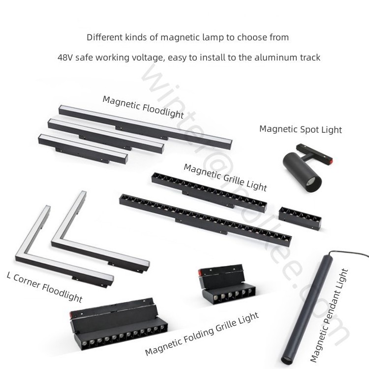 Modern Popular No Main Lighting LED Track Light Wholesale Black Aluminum Track 48V Magnetic Spotlights for Living Room Lighting