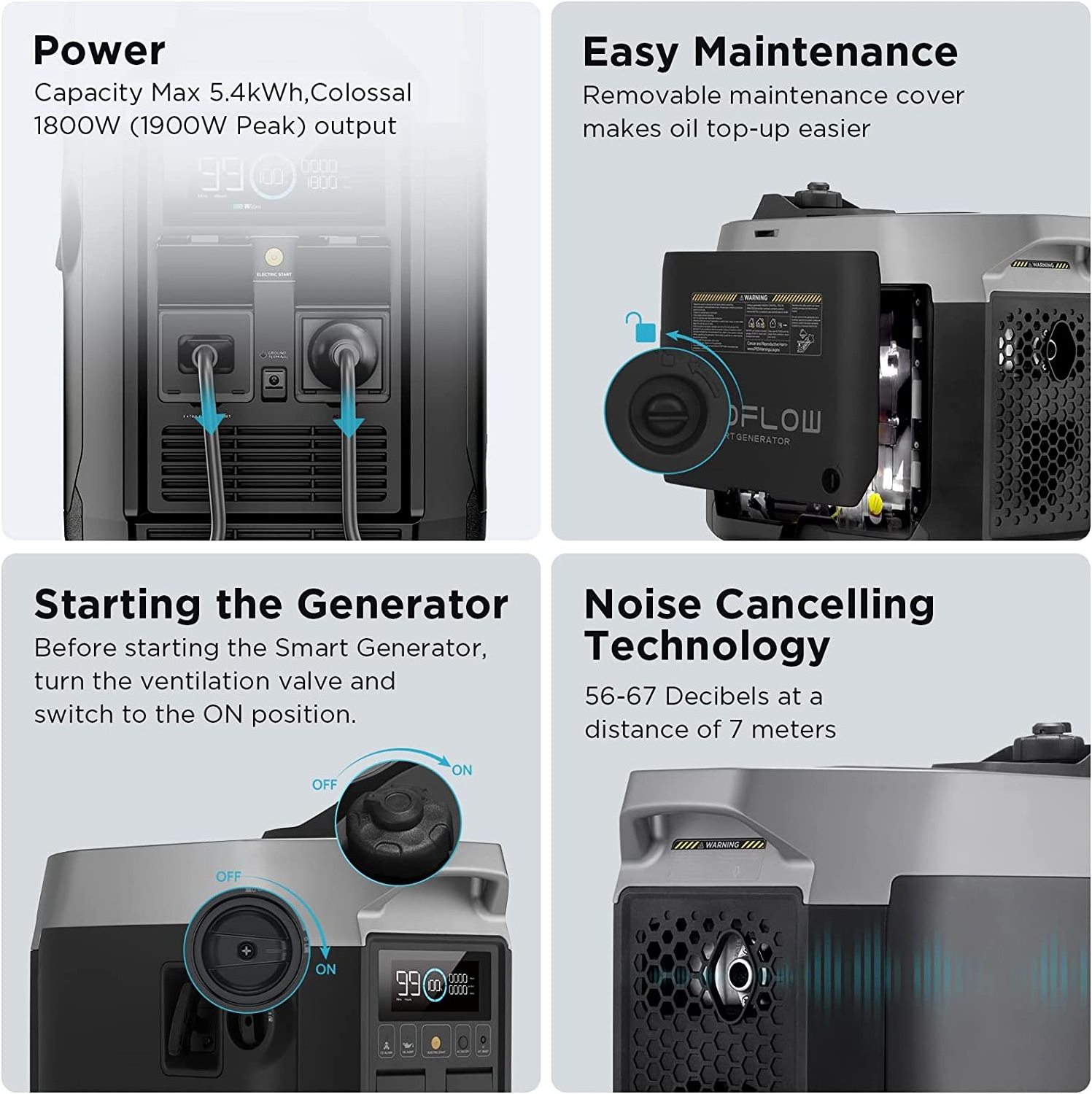 EF ECOFLOW Smart Generator, Integrates With Delta Pro and Delta Max for Ultimate Home Backup,Unleaded Gasoline 4L Generator