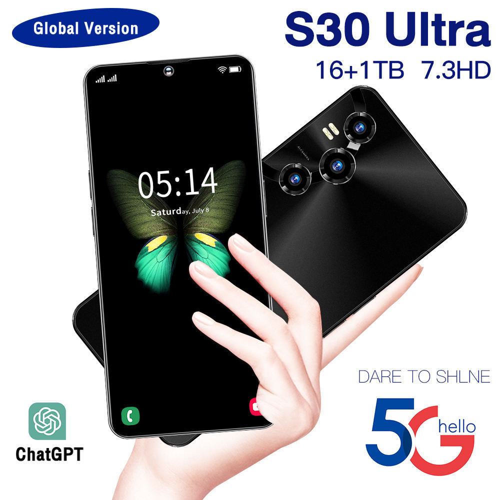 High Quality Mobile Phones S30 Ultra 7.3 Inch High definition touch screen Low Price Telephone 5G smartphone