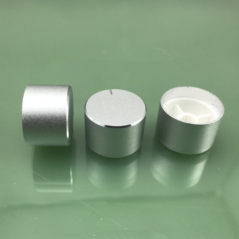 Potentiometer Knob for Knurl Shaft 6mm and Half Shaft 6*D4.5mm Aluminium Sandblasting Silver