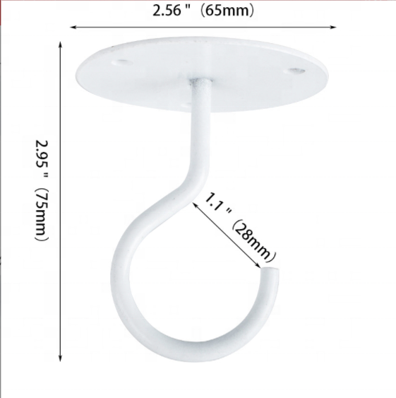 65mm 75mm White Flower Basket Ceiling Hook