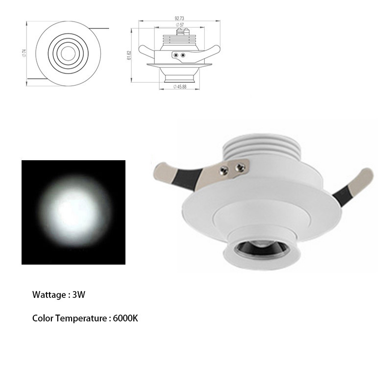 Anti-glare zoom small spotlight LED embedded ceiling light suitable for exhibition cabinets, exhibition halls, museums and hotel