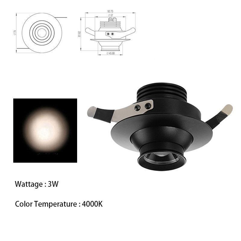 Anti-glare zoom small spotlight LED embedded ceiling light suitable for exhibition cabinets, exhibition halls, museums and hotel