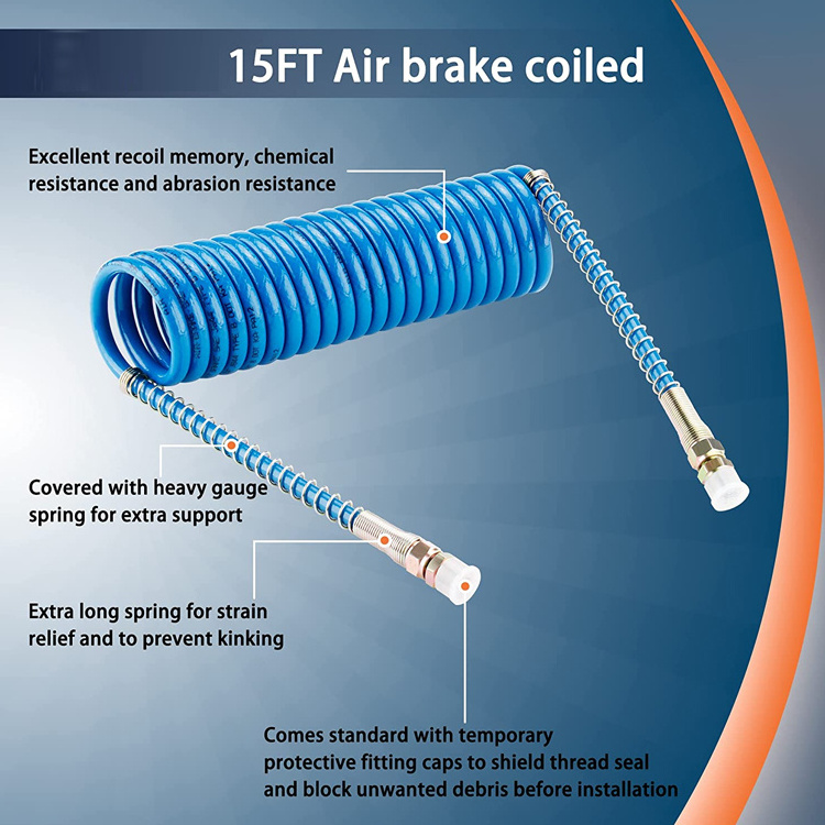 Heavy Duty  Repairing Pneumatic Air Spiral Brake Coiled Tube Hose for Trailer Brake System