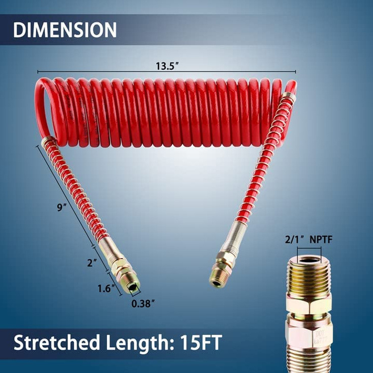 Heavy Duty  Repairing Pneumatic Air Spiral Brake Coiled Tube Hose for Trailer Brake System