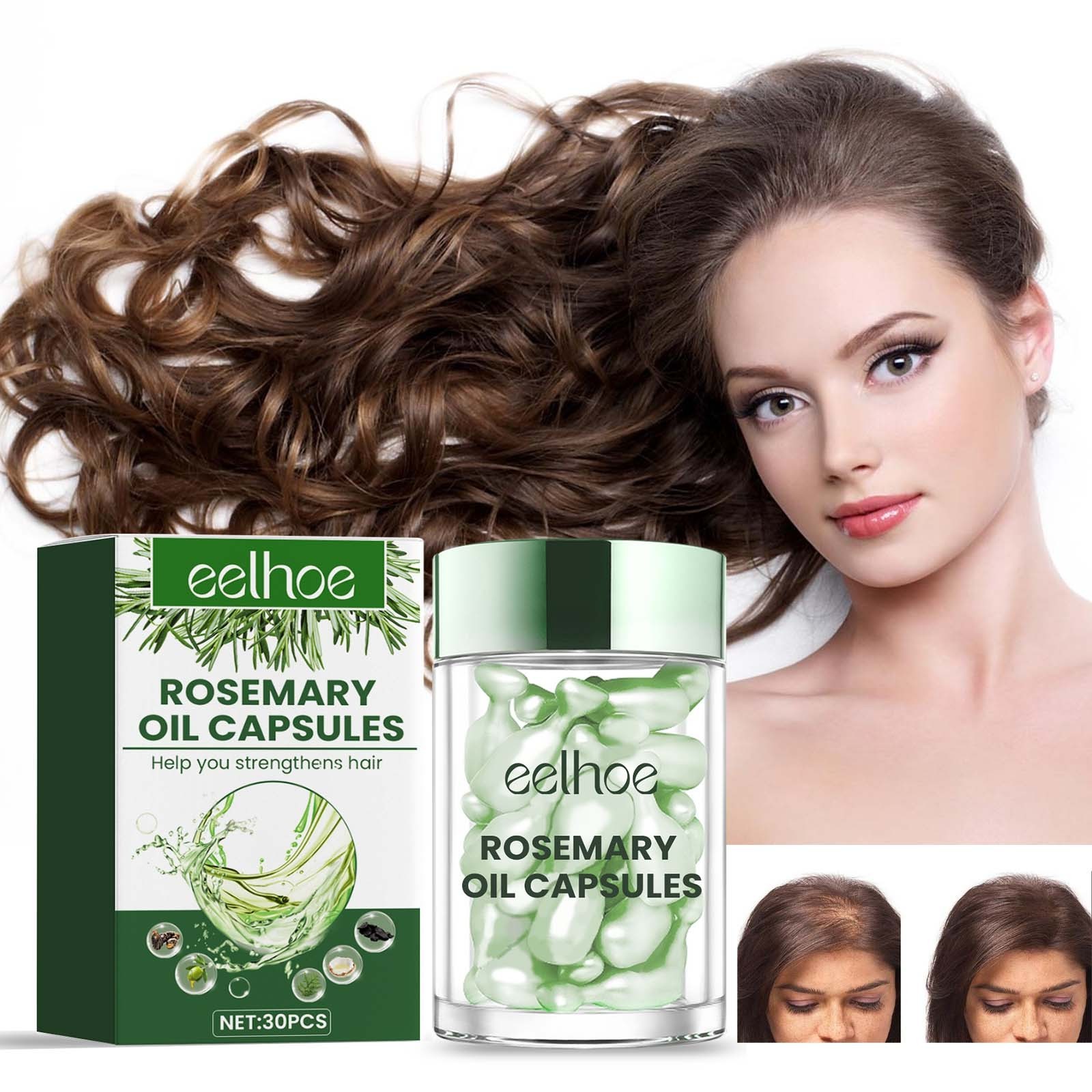 EELHOE OEM&ODM Hair Oil Capsules Rosemary Hair Soften Essence Capsules Nourishing Hair Serum Capsules