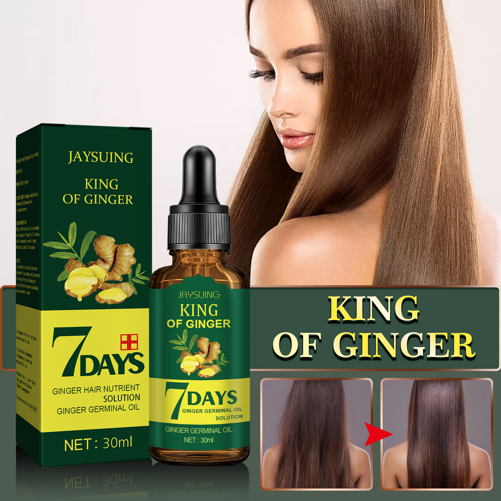 Jaysuing Wholesale Oem 7 Days Ginger Hair Growth Treatment For Women Men Turmeric Essence Hair Loss Hair Treatment Oil