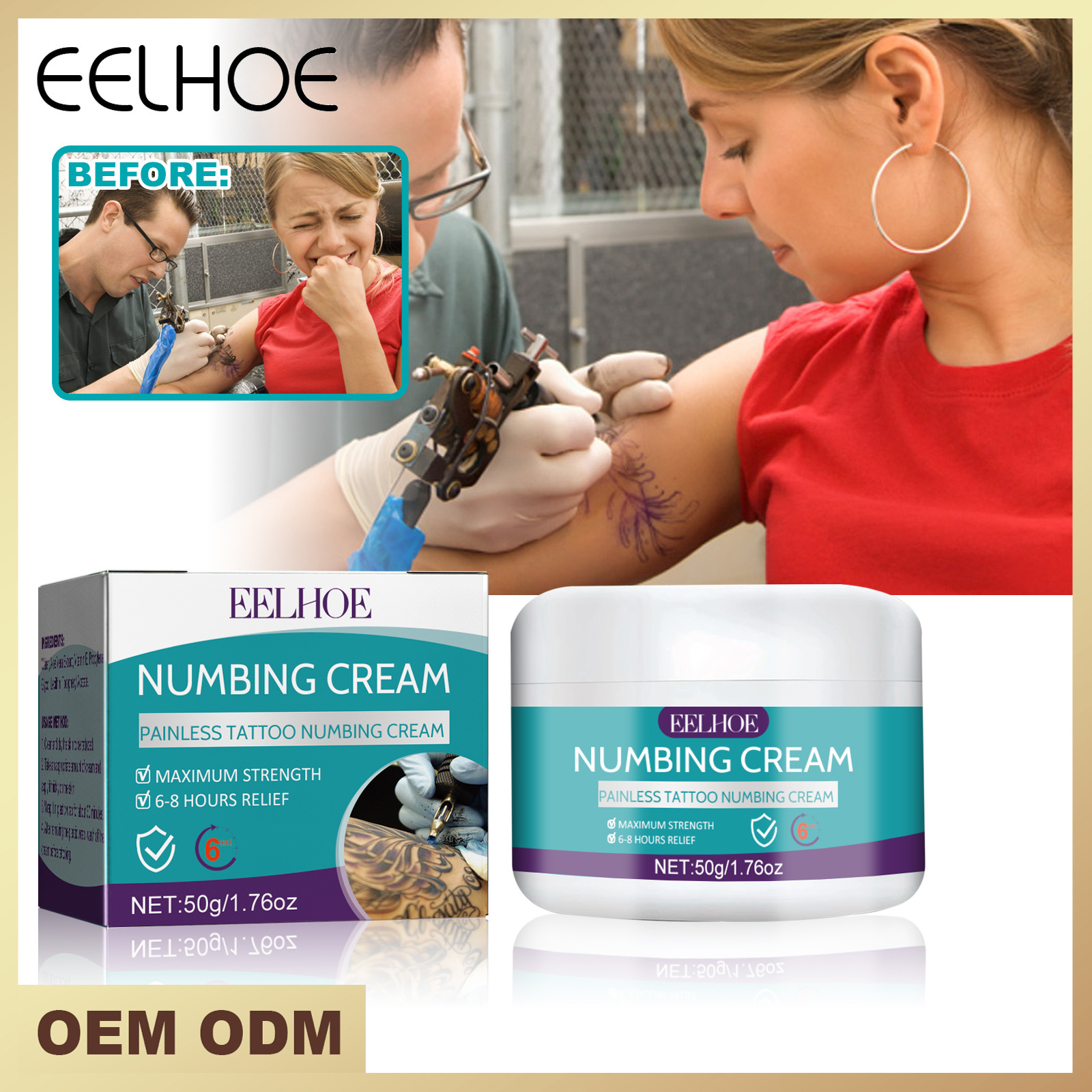 Eelhoe Private Label Gently Cleans Tattoo Removal Cream Skin Fades Embroideries Prints Tattoos Repair Cream