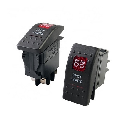 IP67 SPST Black 5-Pin Dual LED 12V 20A Waterproof Automotive ON-OFF Marine Rocker Switch