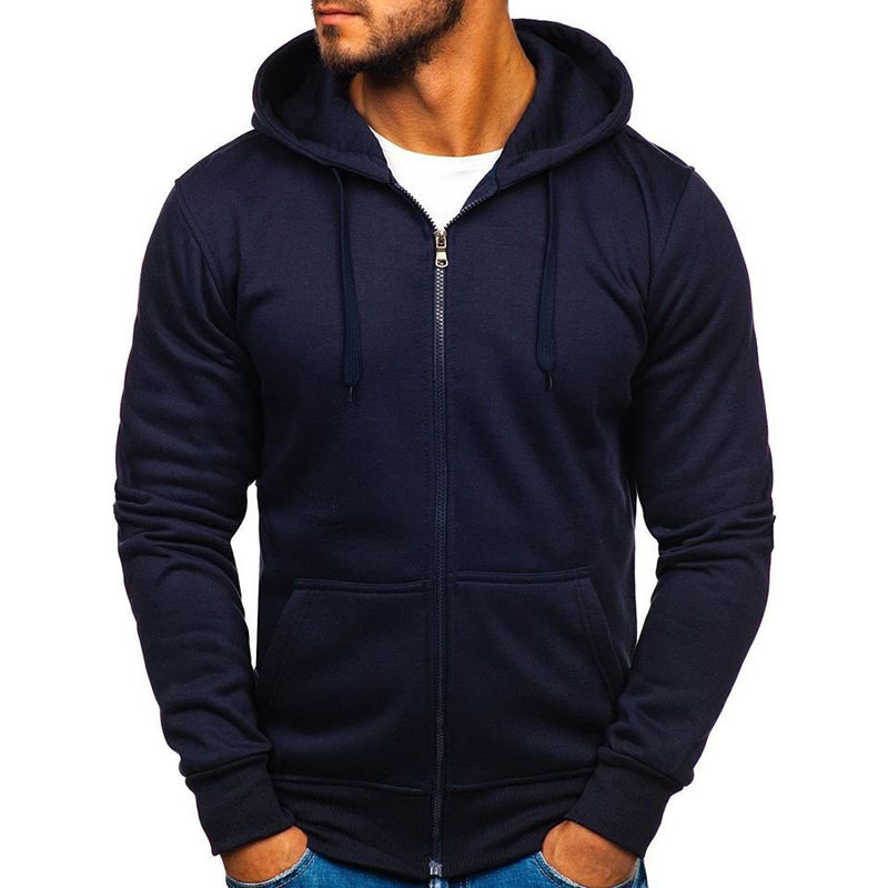 RNSHANGER Fashion Winter Hoodie Coat For Men Solid Color Jacket Basic Zip Sweatshirt Outwear Sweat Hooded Warm Male Jacket