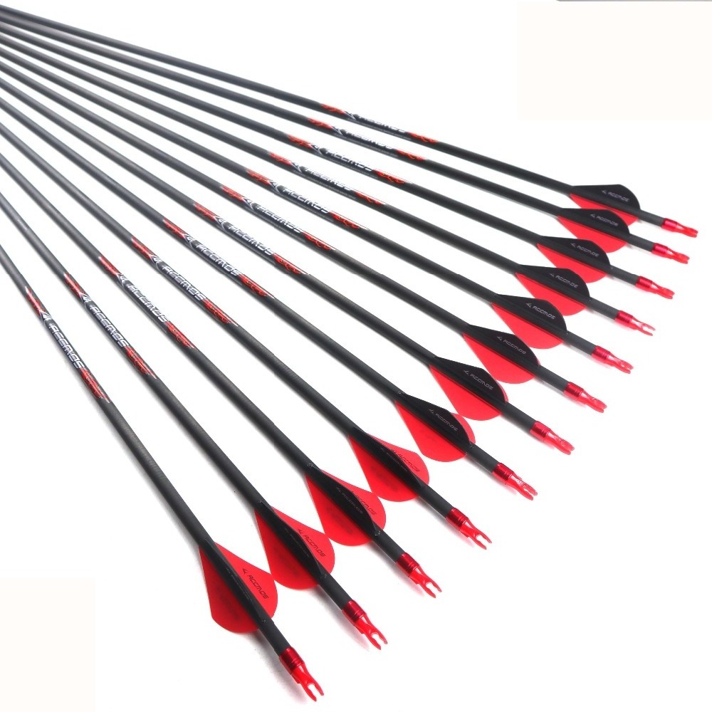 ID 6.2mm Archery Pure Carbon Arrow Spine 600 700 800 900 For Compound/ Recurve Bow and arrow hunting and Shooting Red/Black