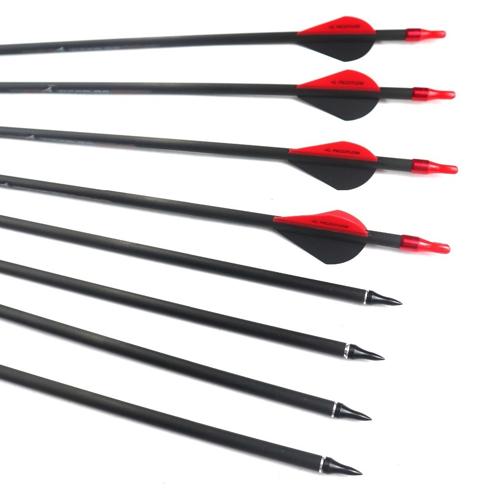 ID 6.2mm Archery Pure Carbon Arrow Spine 600 700 800 900 For Compound/ Recurve Bow and arrow hunting and Shooting Red/Black