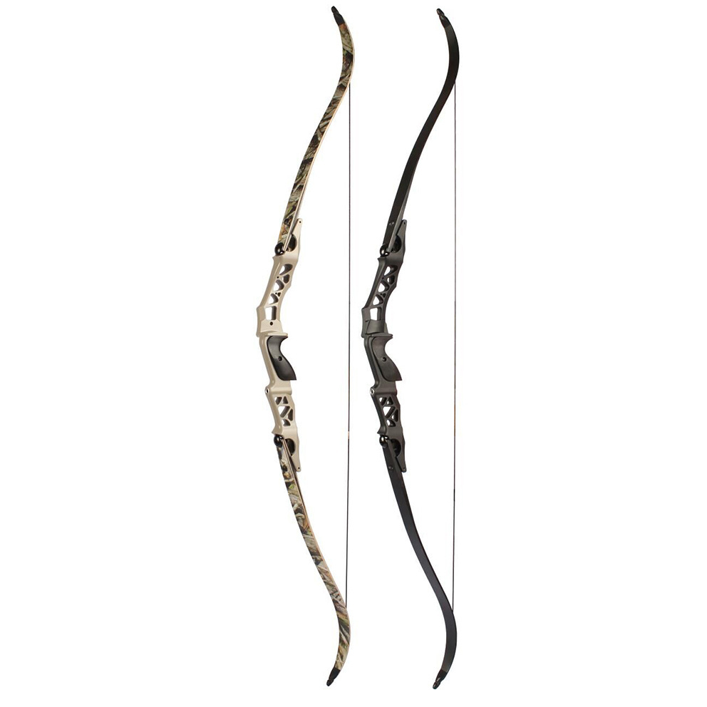 64 inches 30-60lbs With Aluminum Alloy Riser 190fps ILF Hunting Recurve Bow F166 Black and Grey