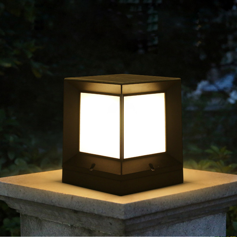 Solar Powered Garden Pillar Light outdoor lantern pier mount fence post light decorative gate lamp pillar light