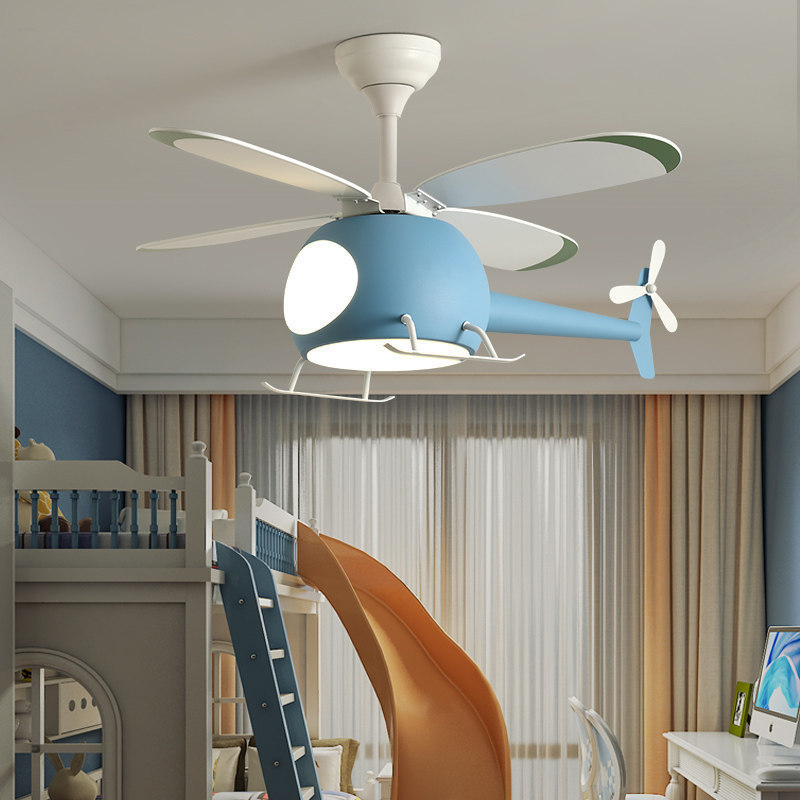 Aircraft model Children Cartoon led ceiling light with fan Helicopter Plane ceiling fan with light For Children's Bedroom