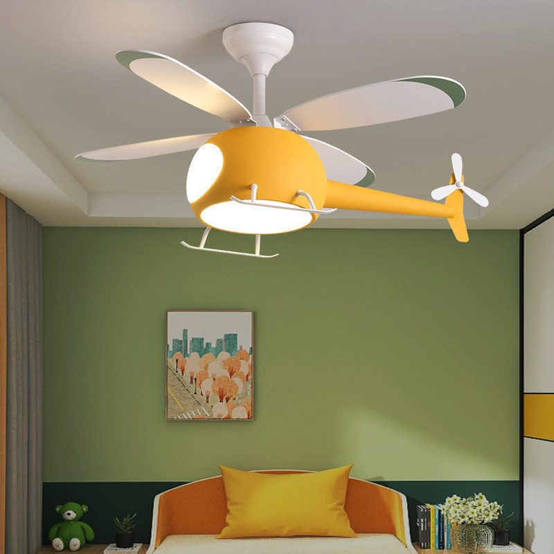 Aircraft model Children Cartoon led ceiling light with fan Helicopter Plane ceiling fan with light For Children's Bedroom