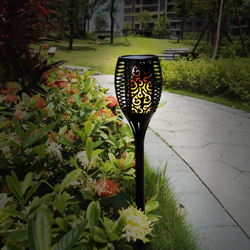 51 LED solar garden light flame effect pathway light for backyard waterproof Energy saving yard light CE standard