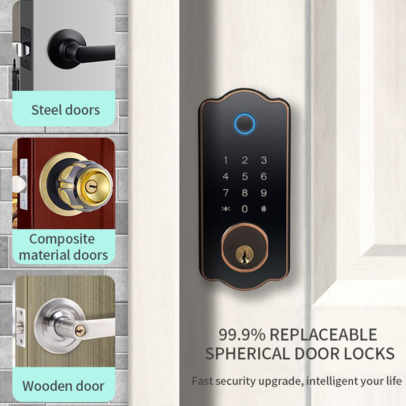 Aidmi Automatic Deadbolt Smart Door Lock Biometric Fingerprint Security Smart Lock for front door Wooden Door