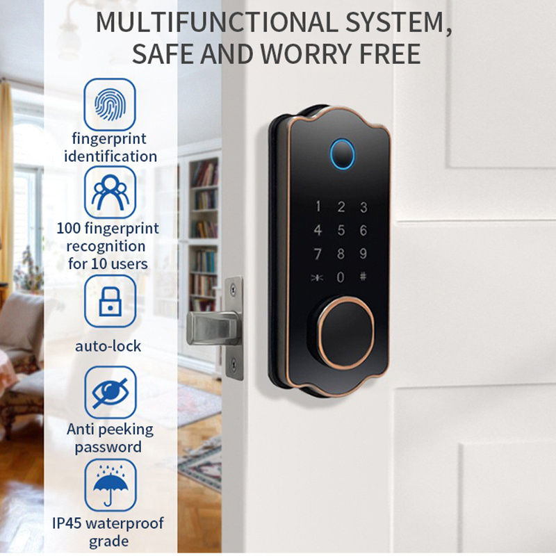 Aidmi Automatic Deadbolt Smart Door Lock Biometric Fingerprint Security Smart Lock for front door Wooden Door