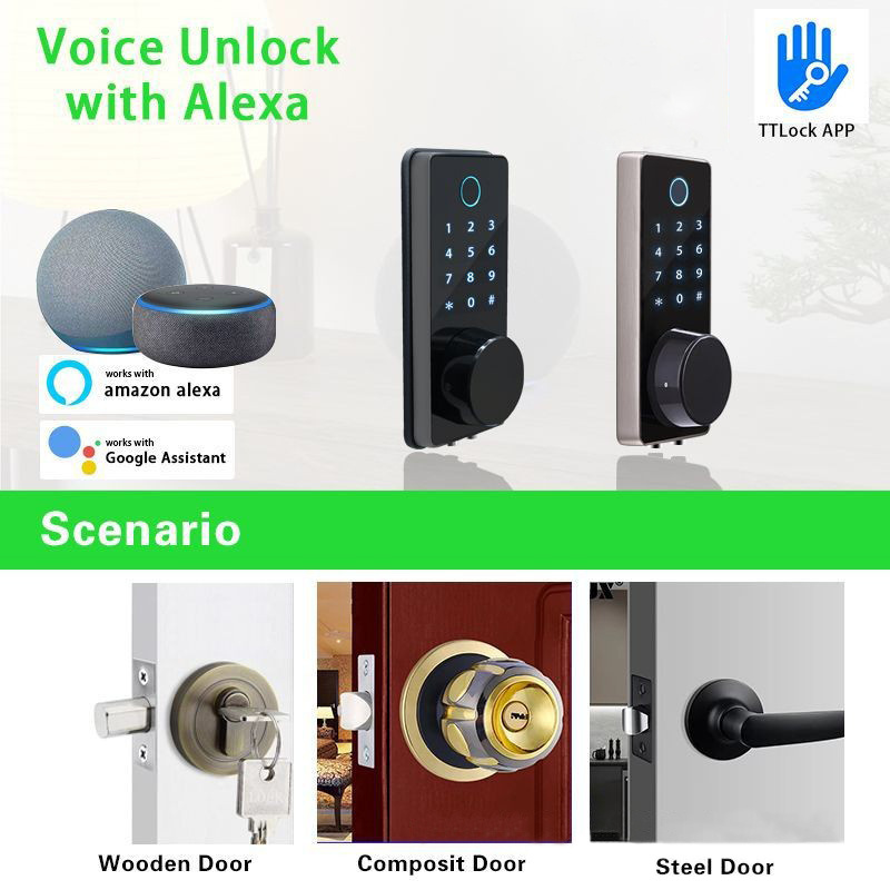 Aidmi Ttlock Tuya WIFI Controlled Digital Automatic Smart Biometric Fingerprint Deadbolt Electric Bolt Door Lock