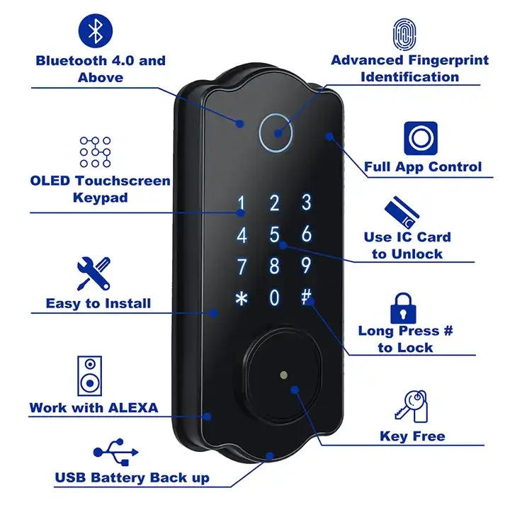 Aidmi TTLock Coded Digital Smart Lock Touch Screen Keypad Deadbolt Smart Electronic Door Lock Single Latch Keyless Deadbolt Lock