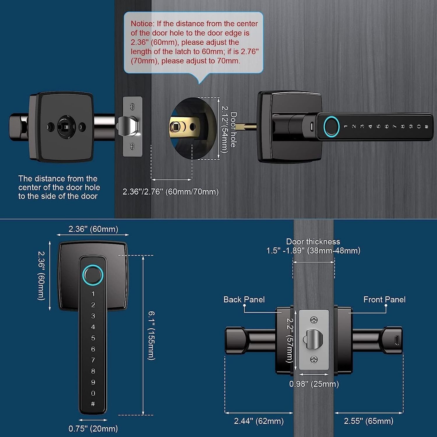 Aidmi Waterproof Electric Tuya Keyless Entrance Door Smart Lock Safety Intelligent Digital Fingerprint Door Handle Lock