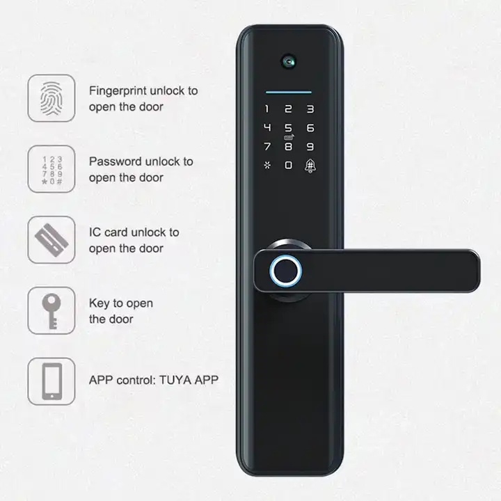 Aidmi Keyless Entry Tuya Smart Door Lock Fingerprint Biometric Electric Lock Smart Lock With Camera