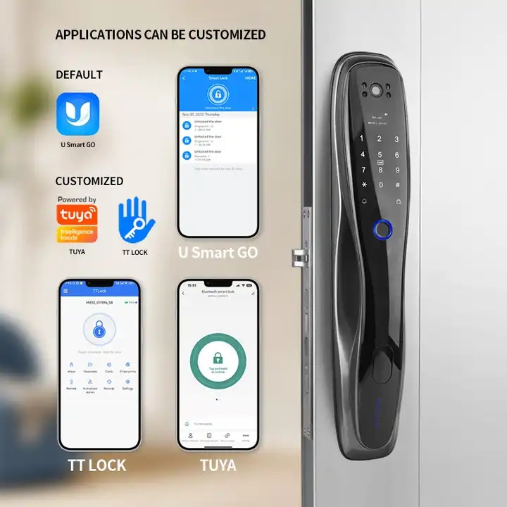 Aidmi Tuya APP Remote Control Voice Intercom 3D Face Recognition Smart Lock With Camera Palmprint Fingerprint Password