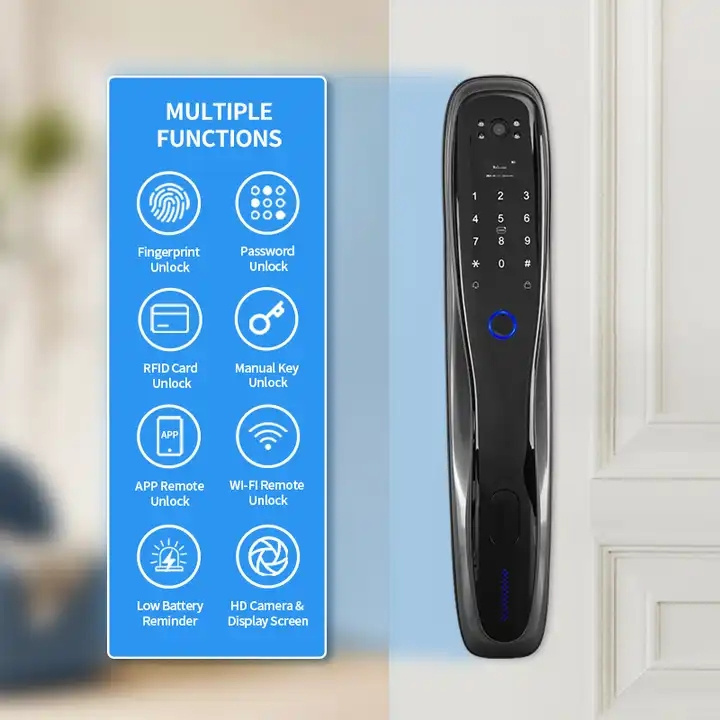 Aidmi Tuya APP Remote Control Voice Intercom 3D Face Recognition Smart Lock With Camera Palmprint Fingerprint Password