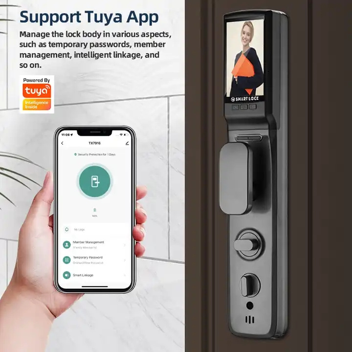 Aidmi Tuya Wifi Fingerprint Recognition Smart Door Lock Cat Eye Automatic Face door lock with Camera Capture Function