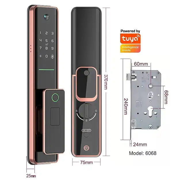 Aidmi Volibel Tuya Wifi Fingerprint Recognition Cat Eye Automatic Face Door Lock Capture Function Smart Door Lock with Camera