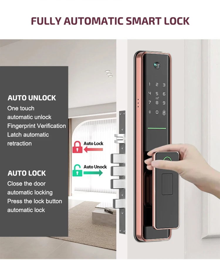 Aidmi Volibel Tuya Wifi Fingerprint Recognition Cat Eye Automatic Face Door Lock Capture Function Smart Door Lock with Camera