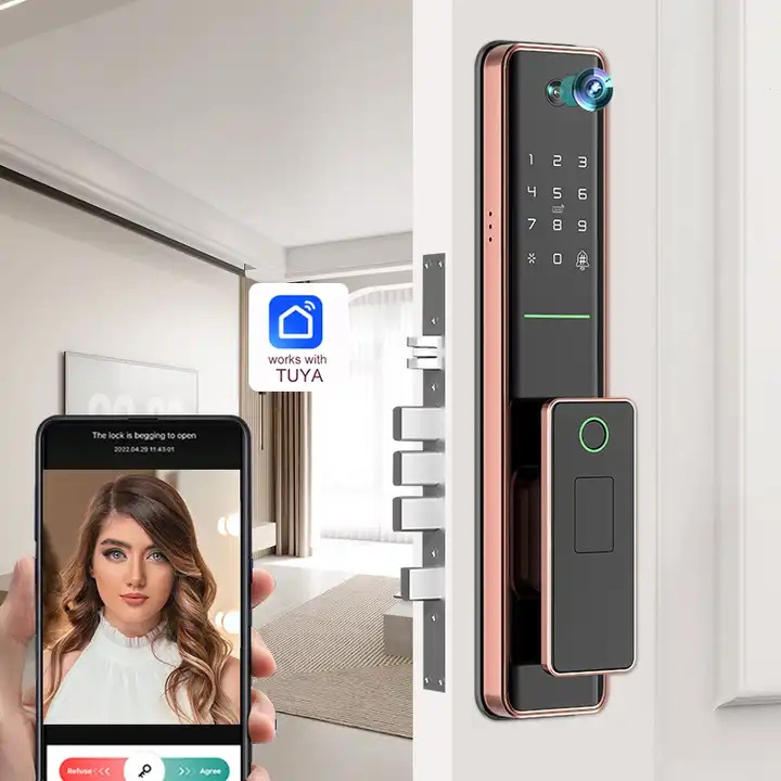 Aidmi Volibel Tuya Wifi Fingerprint Recognition Cat Eye Automatic Face Door Lock Capture Function Smart Door Lock with Camera