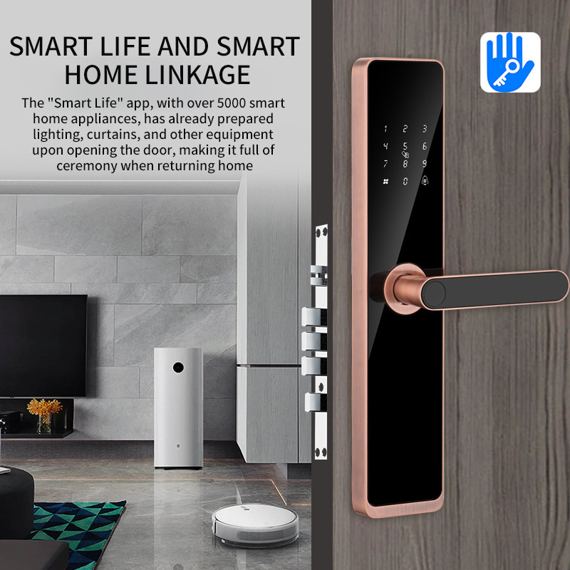 Aidmi security ttlock smart door lock fingerprint mortise with safety knob home office Smart wooden door lock