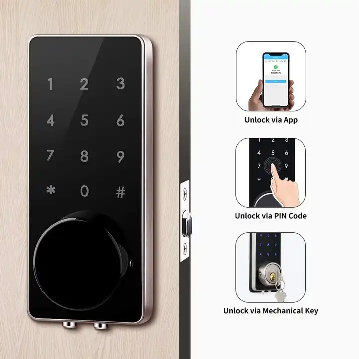 AidmiWaterproof Smart Electric Rim Lock with Tuya APP Control WIFI Outdoor Gate Door Double Sided Fingerprint Smart Lock