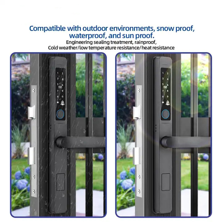 Aidmi Waterproof Outdoor Gate Smart Door Lock with Tuya Wifi App Biometric Fingerprint Door Handle Keyless Lock for Glass Slidin