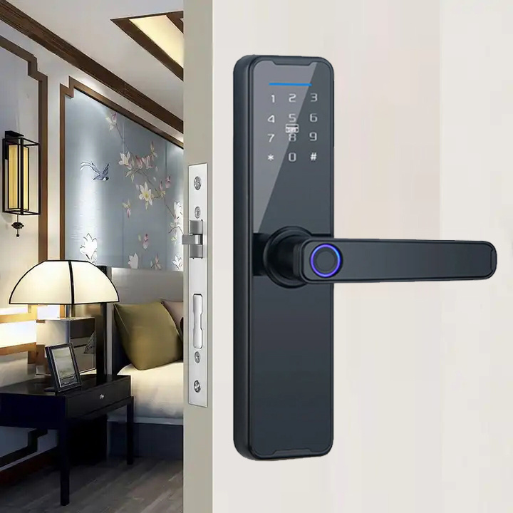 Aidmi Tuya Smart Biometric Digital Door Lock Keyless Deadbolt with Fingerprint Card and Key Entry WiFi Enabled Aluminum Alloy