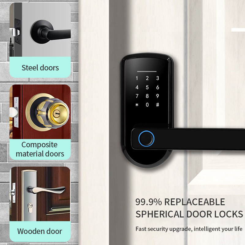 Aidmi Tuya WiFi Intelligent Biometric Fingerprint Waterproof smart deadbolt door lock with handle Digital Keyless lock