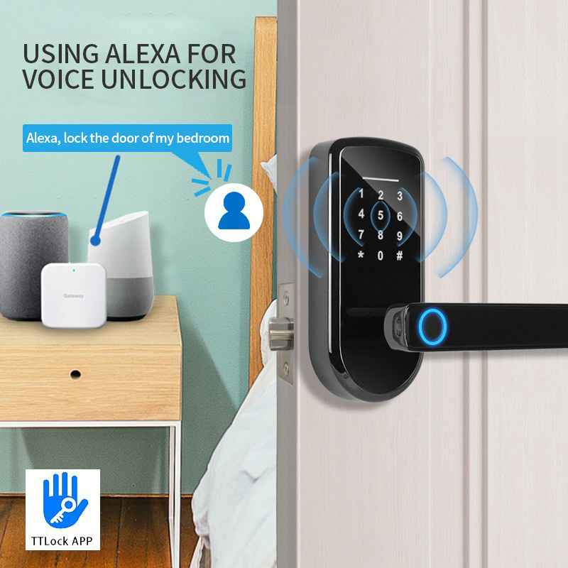 Aidmi Tuya WiFi Intelligent Biometric Fingerprint Waterproof smart deadbolt door lock with handle Digital Keyless lock