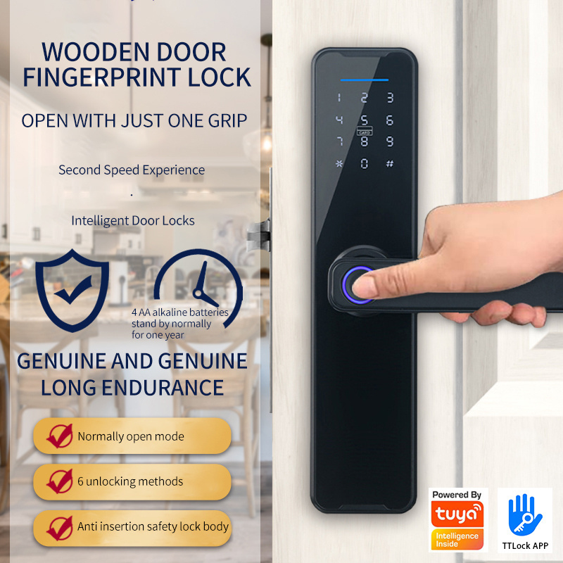 Aidmi Electric Handle Lock TUYA Smart Home Door Lock Biometric fingerprint lock cerradura inteligente con huella digital