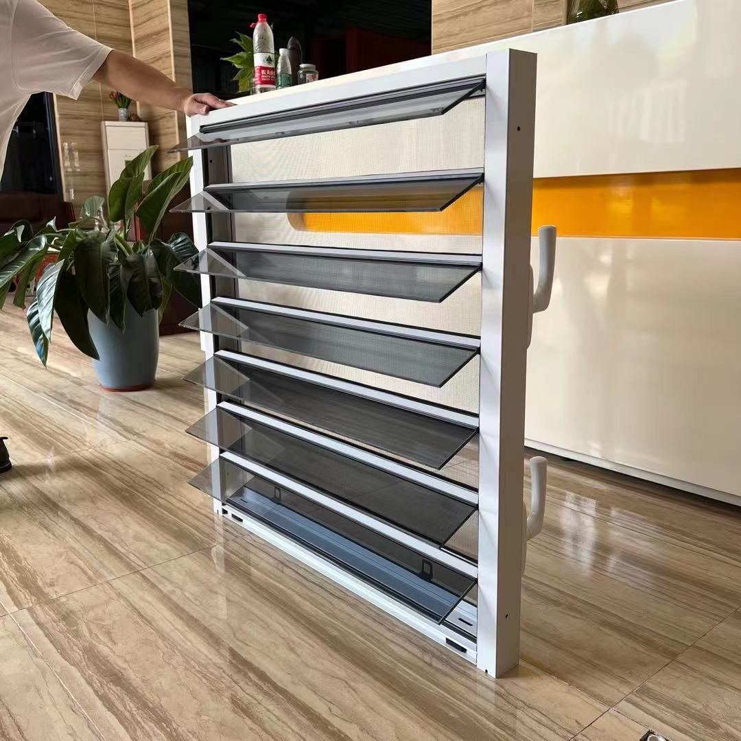 China Factory Custom Dust Proof Soundproof Window Shutters Easy Installation Aluminum Louver Glass