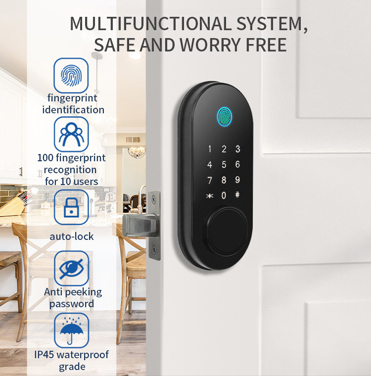 Aidmi tuya smart lock wifi Front Digital Biometric Password Finger Print door locks Deadbolt external Locks for home